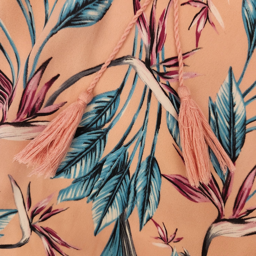 Buddy Love Tropical Palm Print Mini Dress Small Pink Blue Boho Summer - Picture 3 of 7